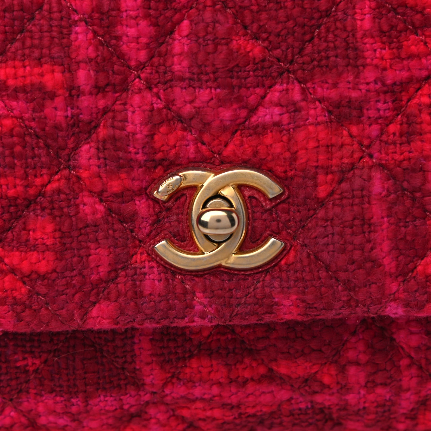 Tweed Mini Coco Handle Flap Fuchsia