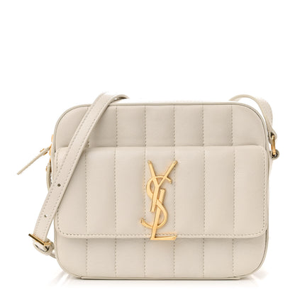 Saint Laurent Lambskin Matelasse Monogram Vicky Camera Bag White 1 of 23