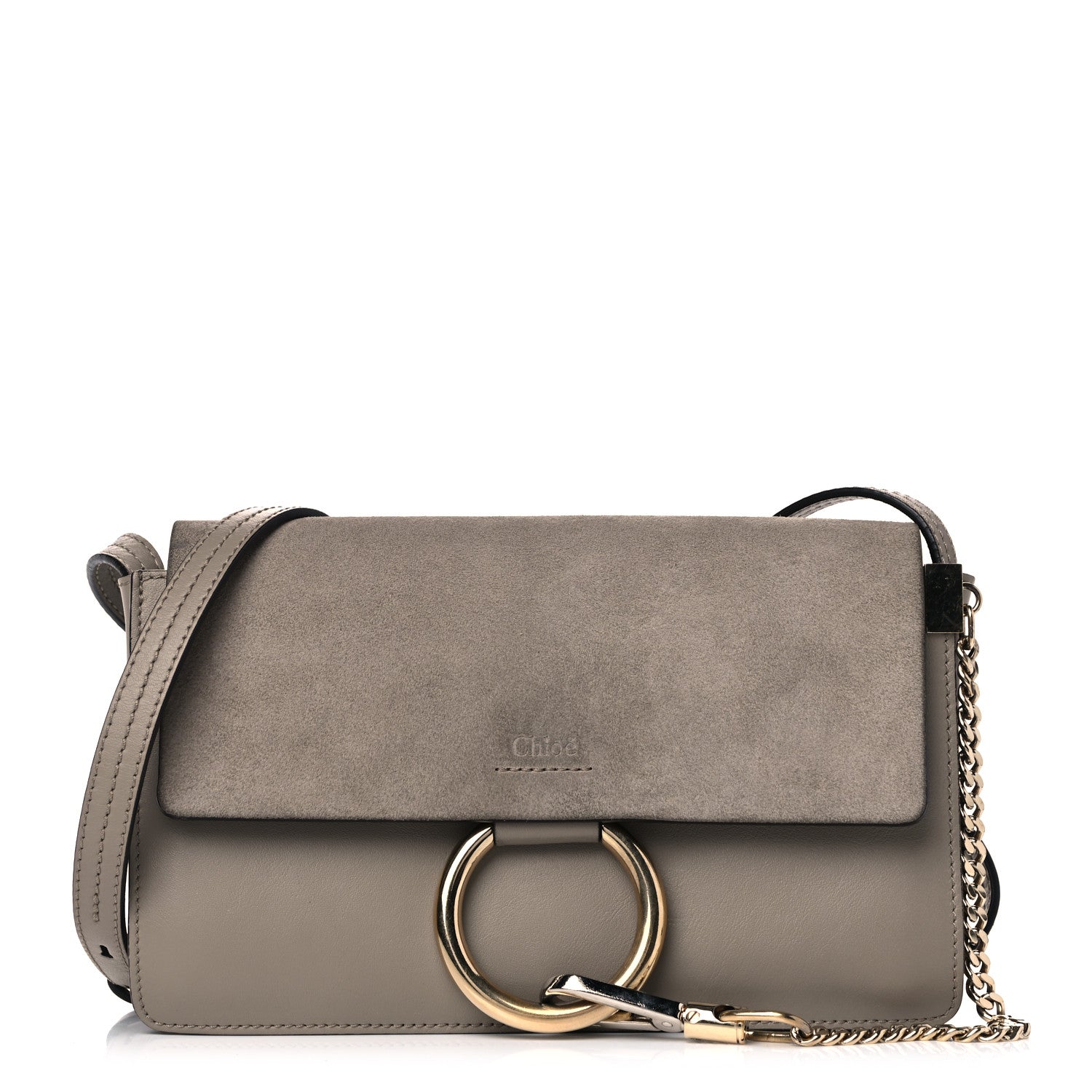 Chloe Suede Calfskin Small Faye Shoulder Bag Motty Grey 1 of 21