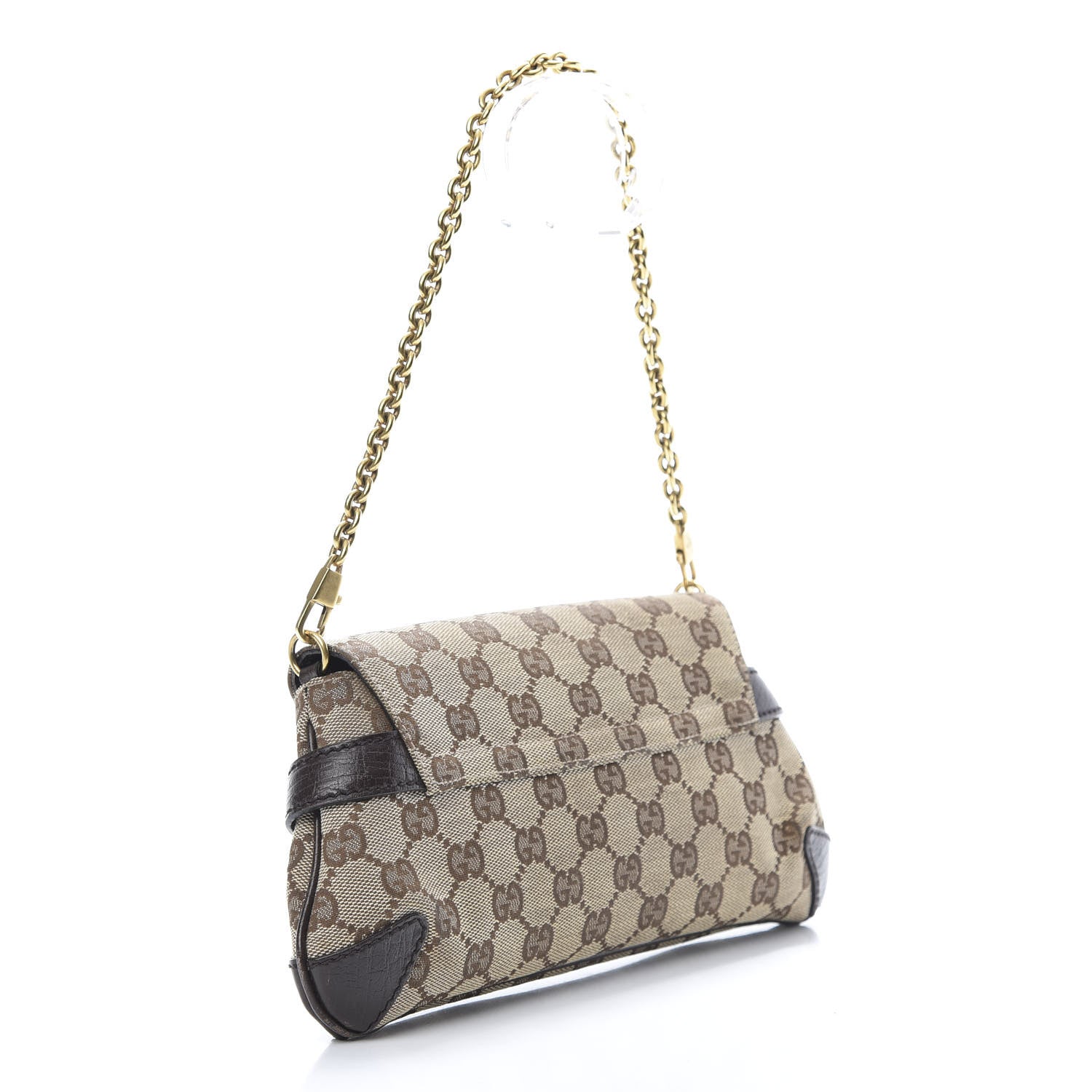 Gucci Monogram Horsebit Clutch Dark Brown 3 of 11