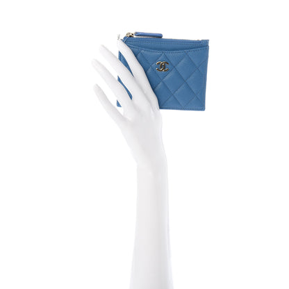 Chanel Caviar Quilted CC Zip Card Holder Blue 2 of 8