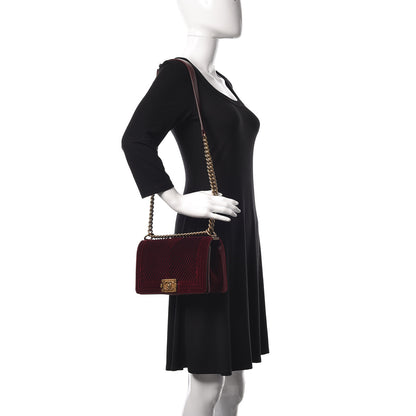 Chanel Velvet Chevron Quilted Medium Boy Flap Burgundy 2 of 15