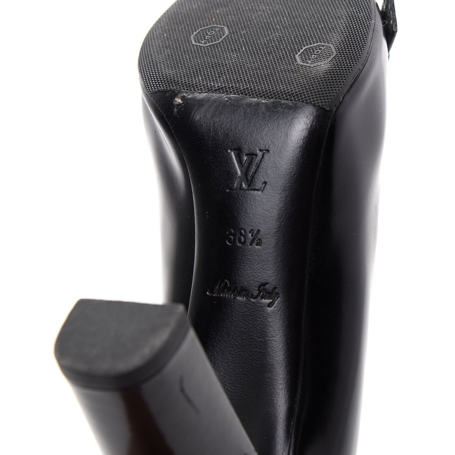 Louis Vuitton Smooth Calfskin Buckle Peep Toe Pumps 36.5 Black 9 of 10
