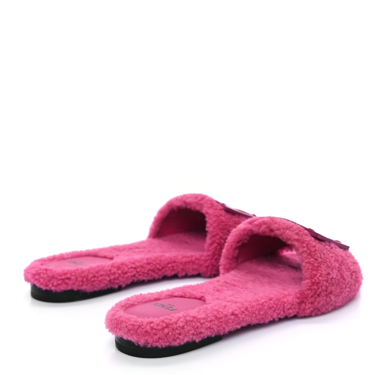 Fendi Shearling FF Baguette Slide Sandals  37 Pink 4 of 8