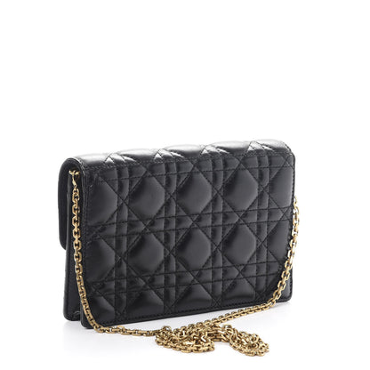 Christian Dior Lambskin Cannage Dioraddict Wallet On Chain Clutch Black 4 of 9
