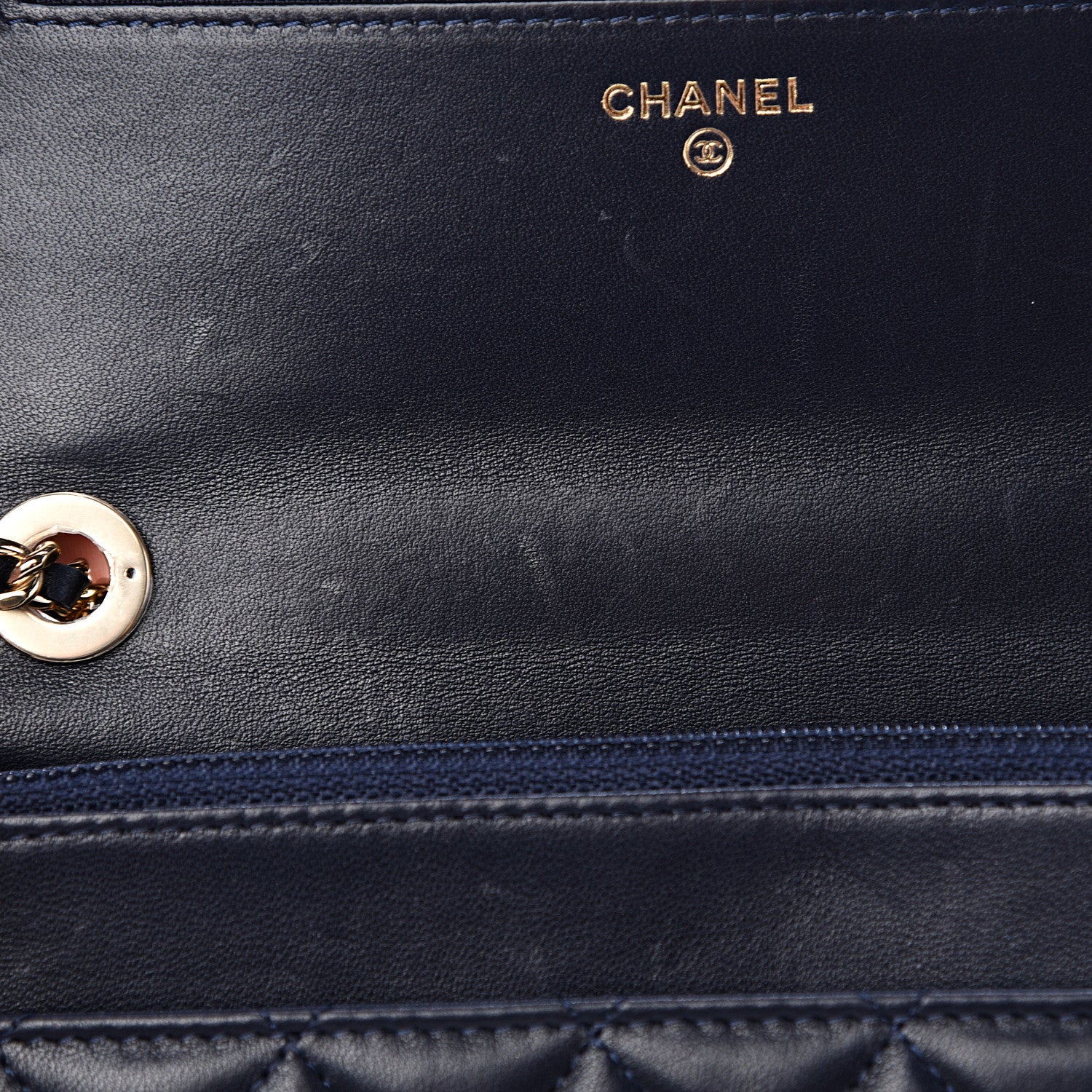 Chanel Lambskin Quilted Trendy CC Wallet On Chain WOC Navy 11 of 17