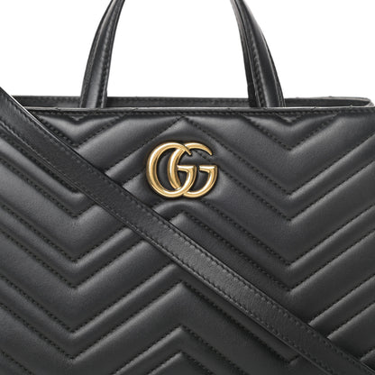 Gucci Calfskin Matelasse Small GG Marmont Tote Black 8 of 11