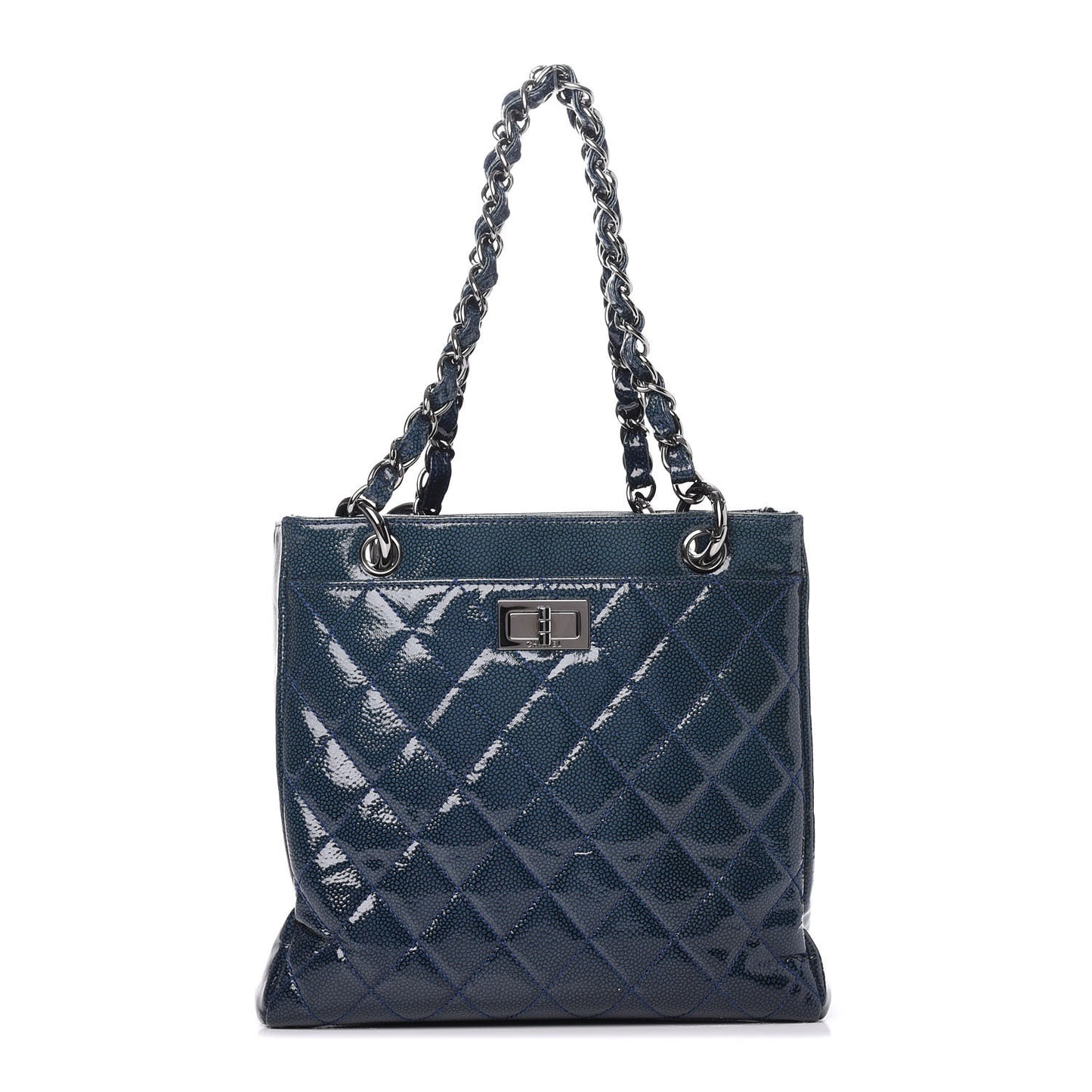 Patent Caviar Quilted Reissue 2.55 Tote Blue