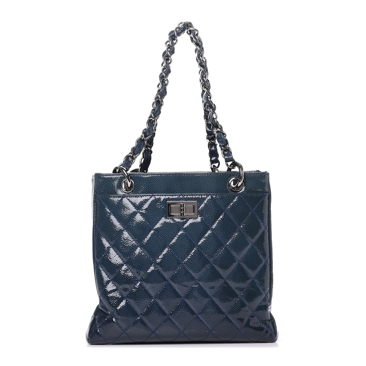 Chanel Patent Caviar Quilted Reissue 2.55 Tote Blue 1 of 10