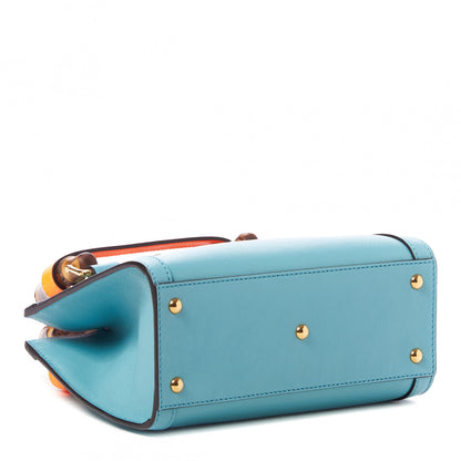 Gucci Wonka Grain Calfskin Mini Diana Tote Bag Dusty Azure Orange Fluo 4 of 9