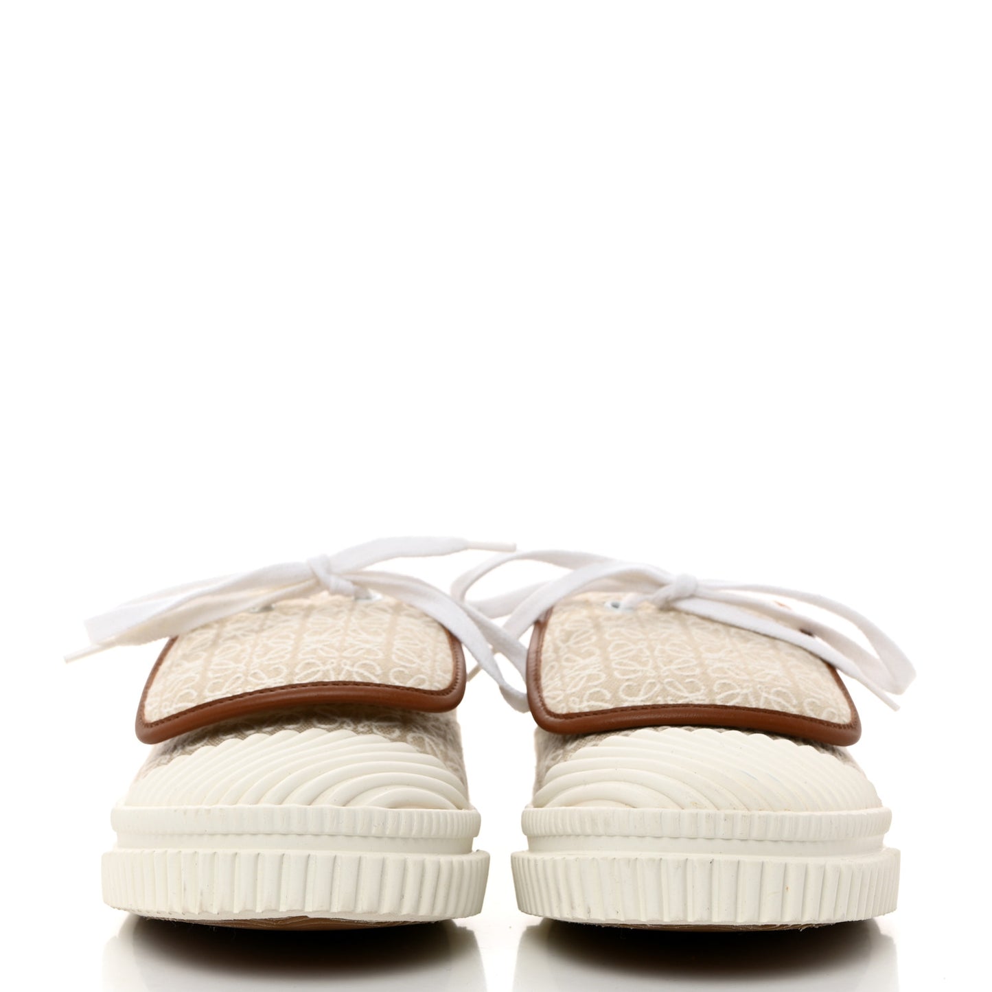 Jacquard Anagram Calfskin Flap Sneakers 38 Natural White