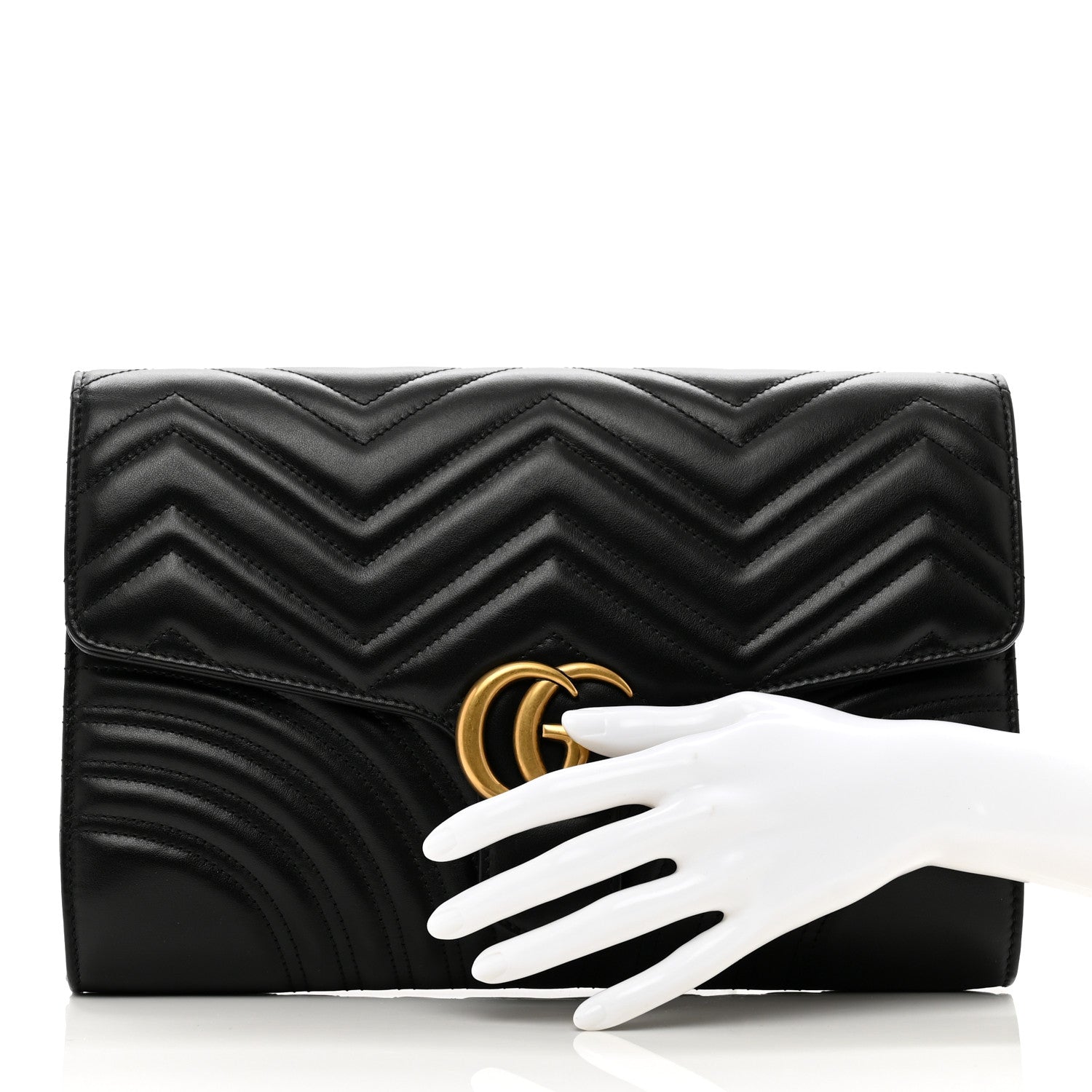 Gucci Calfskin Matelasse GG Marmont Clutch Black 2 of 7