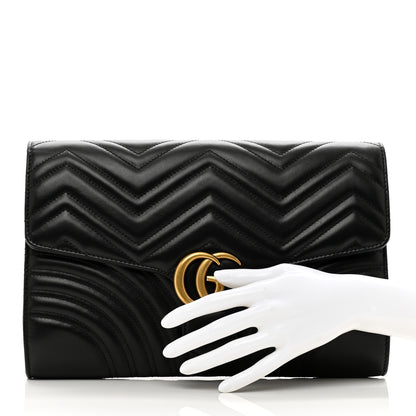 Gucci Calfskin Matelasse GG Marmont Clutch Black 2 of 7