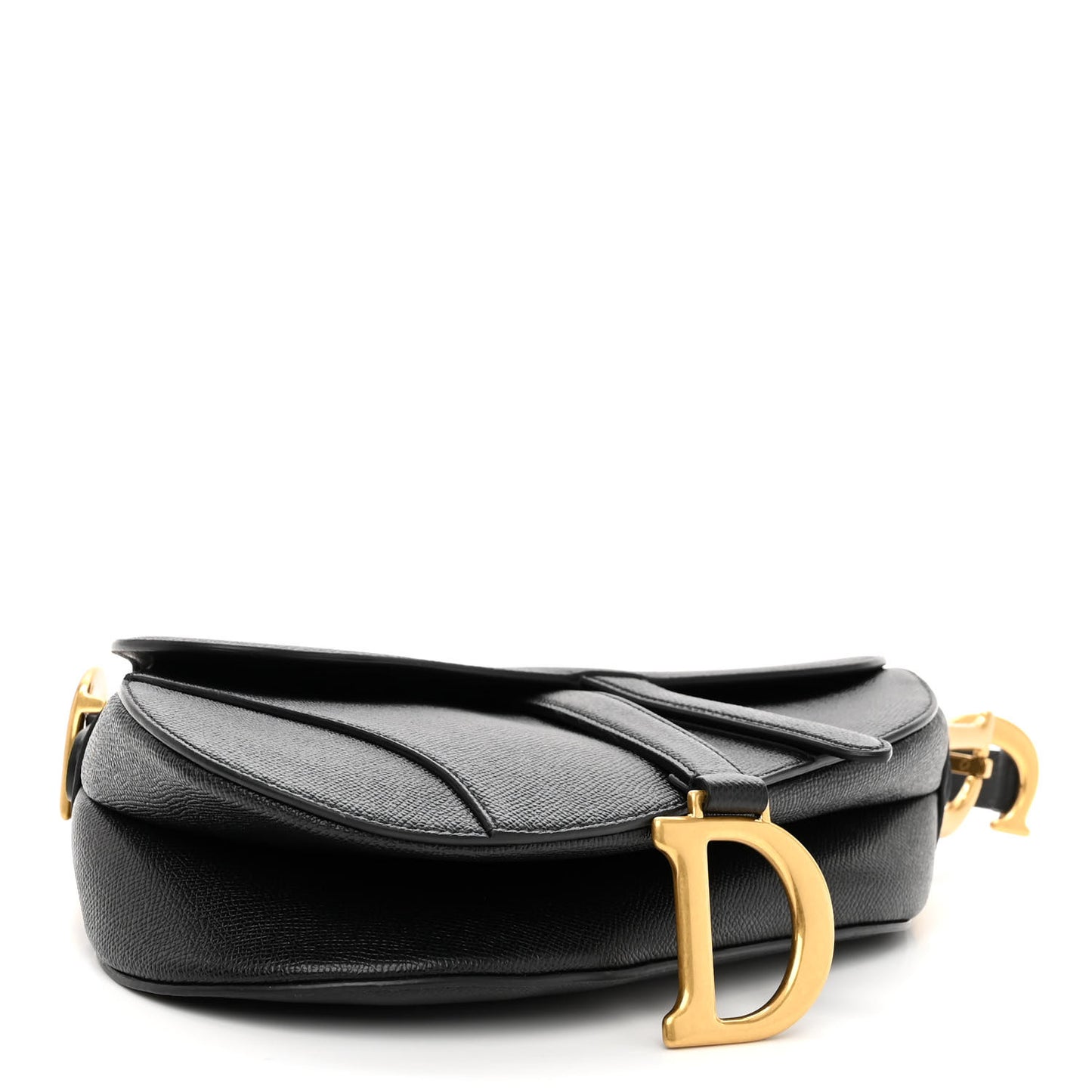 Grained Calfskin Saddle Bag Black