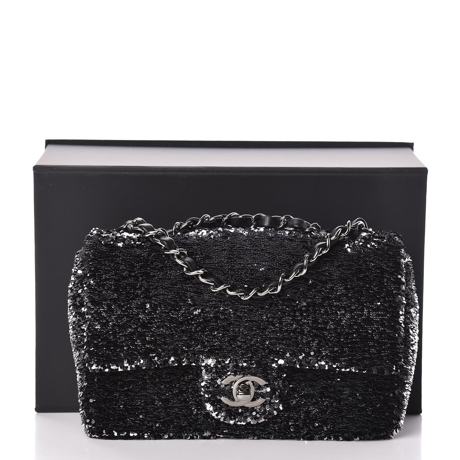 Chanel Sequin Single Flap Silver Black Silver 11 of 11