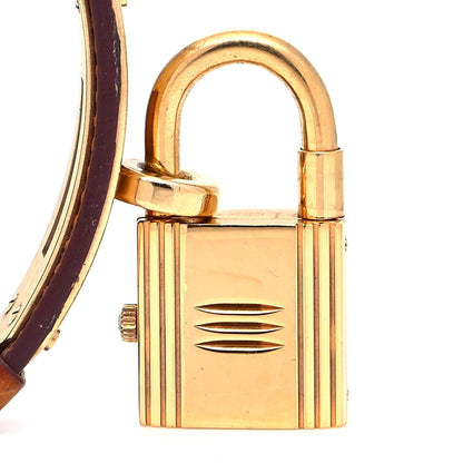 Hermes Stainless Steel Ostrich 20mm Kelly Cadena Quartz Watch Gold 3 of 6