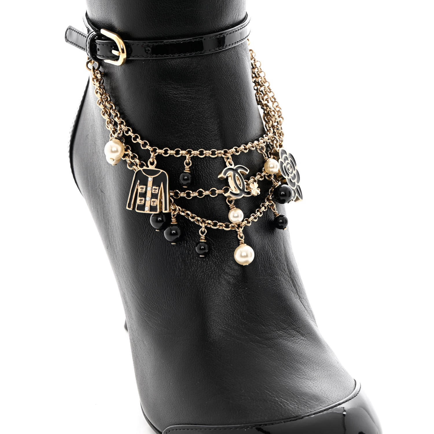 Chanel Lambskin Patent Calfskin Ankle Boots 37 Black 10 of 12