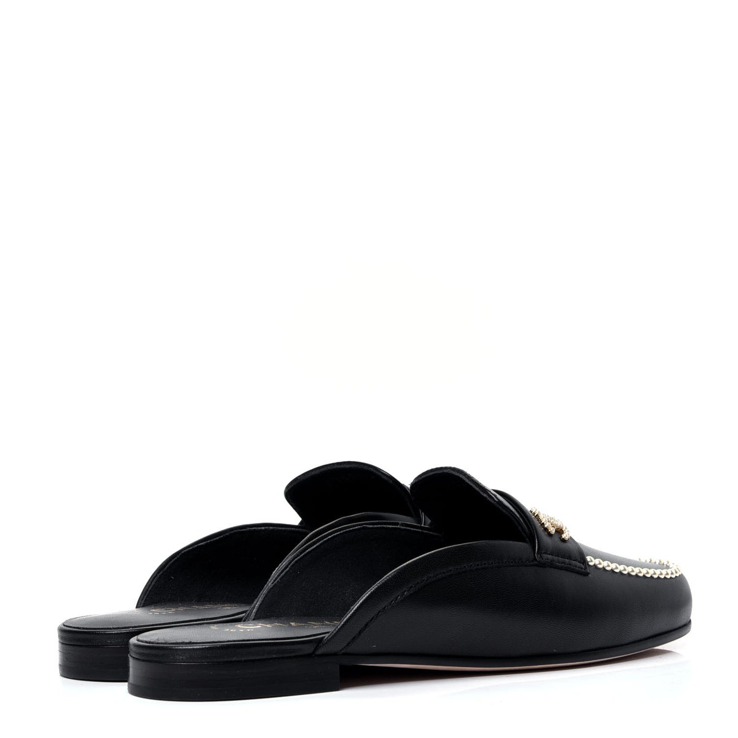 Lambskin Pearl CC Mules 37 Black