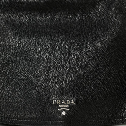 Prada Vitello Daino Flap Shoulder Bag Black 9 of 11