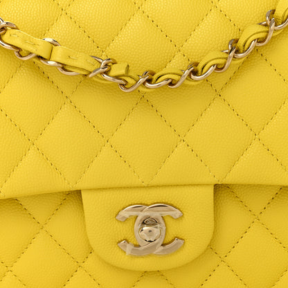 Chanel Caviar Quilted Medium Double Flap Yellow 8 of 10