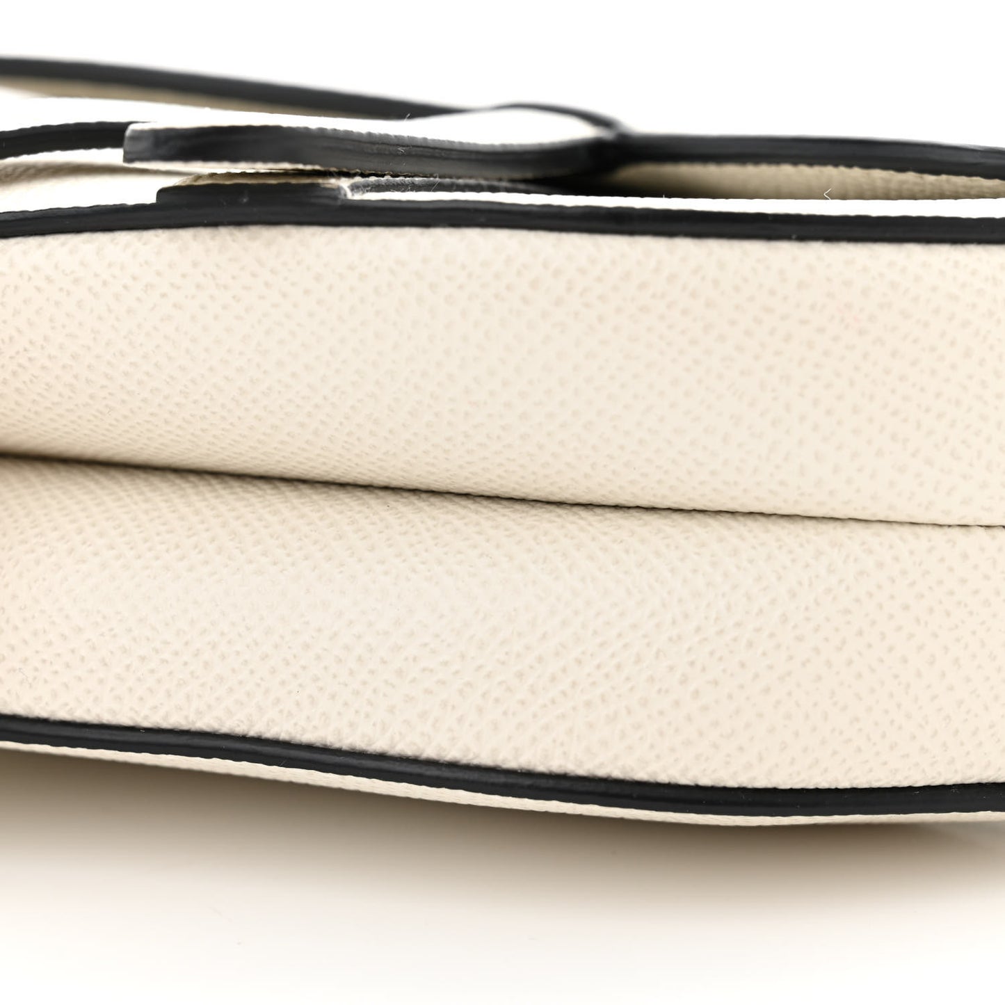 Grained Calfskin Mini Saddle Bag With Strap White