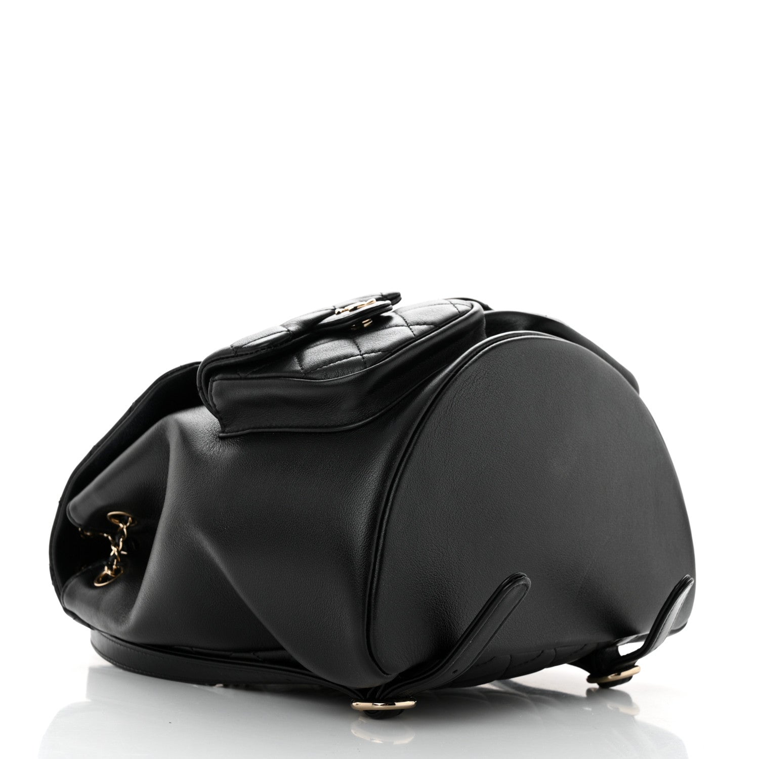Chanel Calfskin Quilted Large Duma Pockets Drawstring Backpack Black 4 of 11