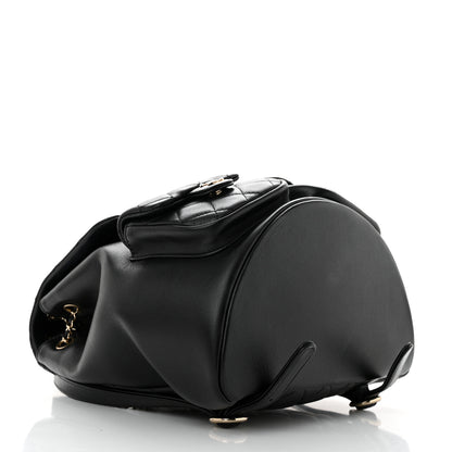 Chanel Calfskin Quilted Large Duma Pockets Drawstring Backpack Black 4 of 11