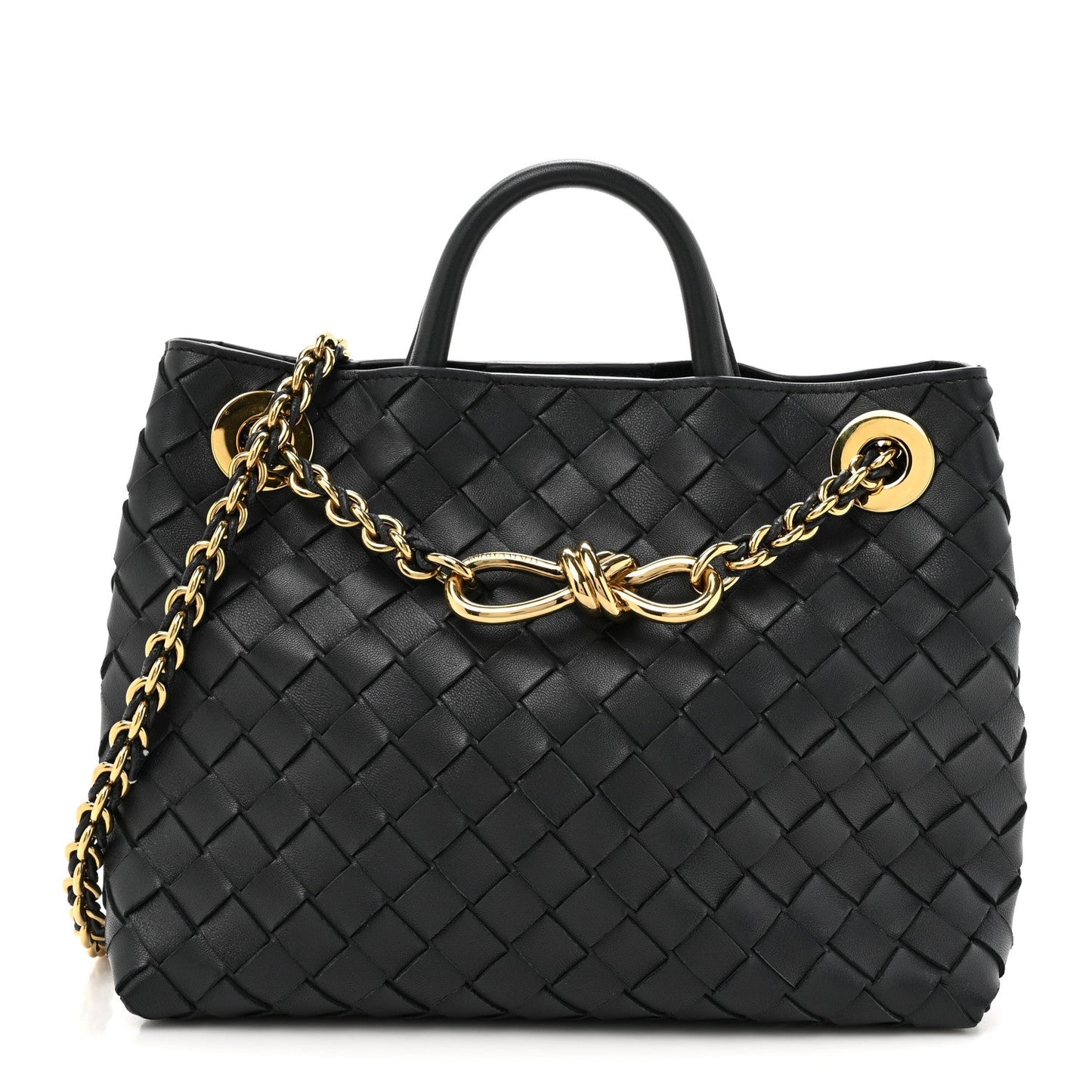 Nappa Intrecciato Small Andiamo With Chain Shoulder Bag Deep Blue