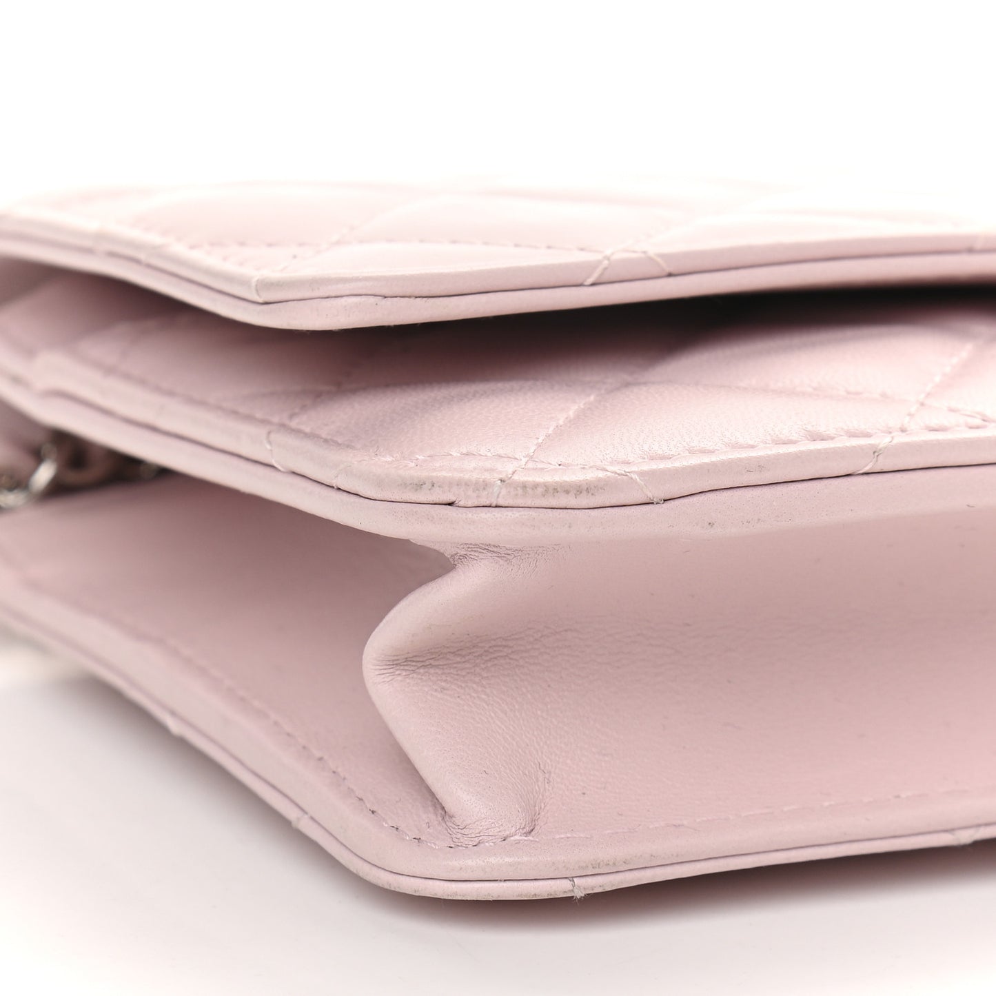 Lambskin Quilted Wallet On Chain WOC Light Pink