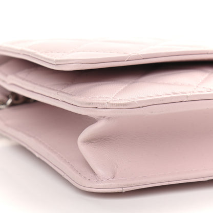 Chanel Lambskin Quilted Wallet On Chain WOC Light Pink 10 of 13