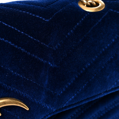 Gucci Velvet Matelasse Medium GG Marmont Shoulder Bag Cobalt Blue 18 of 20
