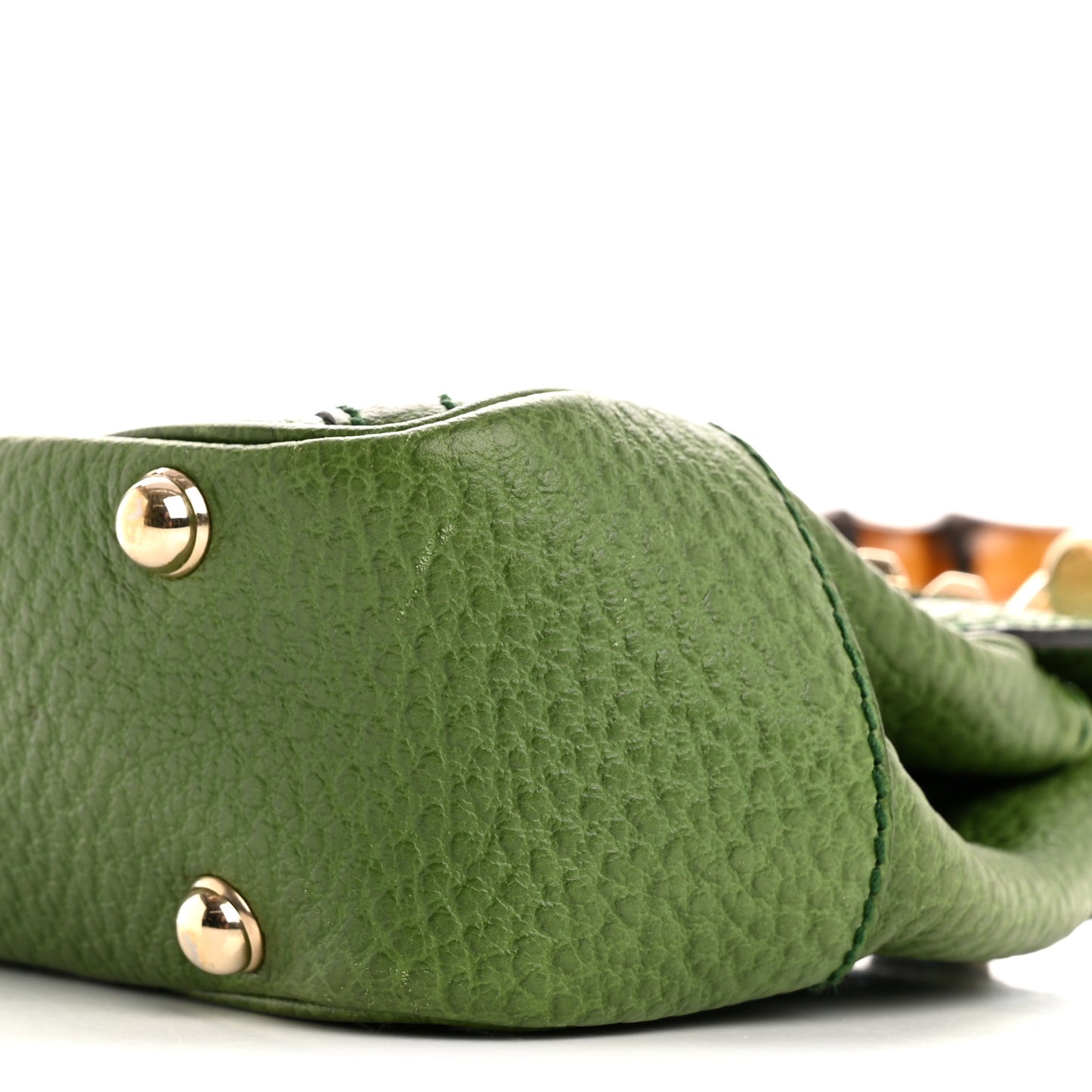 Calfskin Bamboo Top Handle Bag Green
