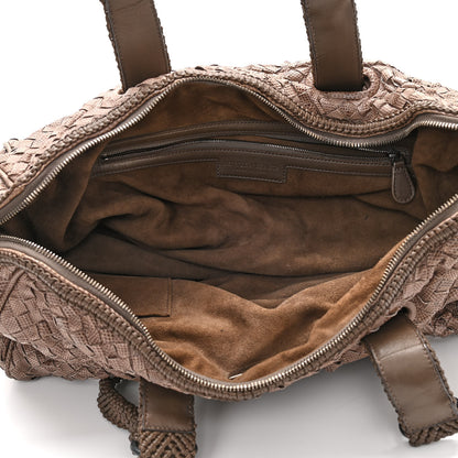 Bottega Veneta Woven Snakeskin Accordion Satchel Brown 5 of 14