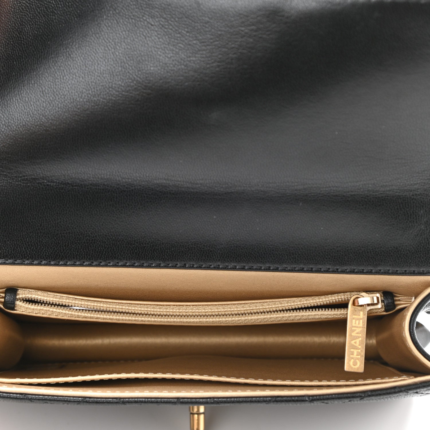 Chanel Goatskin Quilted Logo Small Chic Flap Black 5 of 10