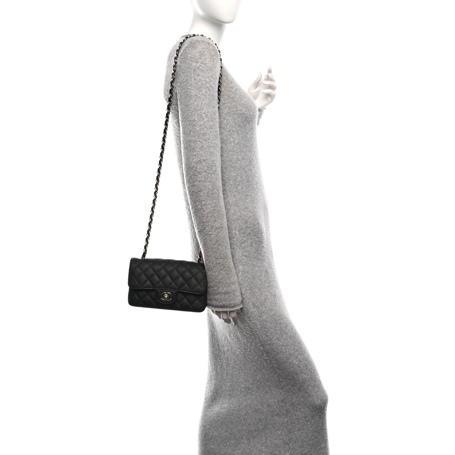 Caviar Quilted Mini Rectangular Flap Black