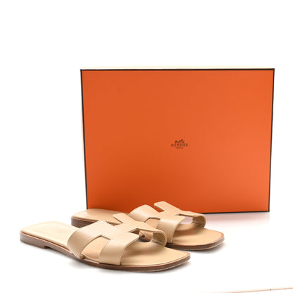 Hermes Calfskin Oran Sandals 38 Beige Albinos 10 of 10