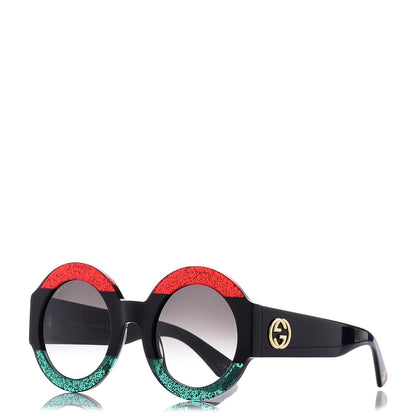 Gucci Acetate Round GG0084S Sunglasses Black Red Green 1 of 9