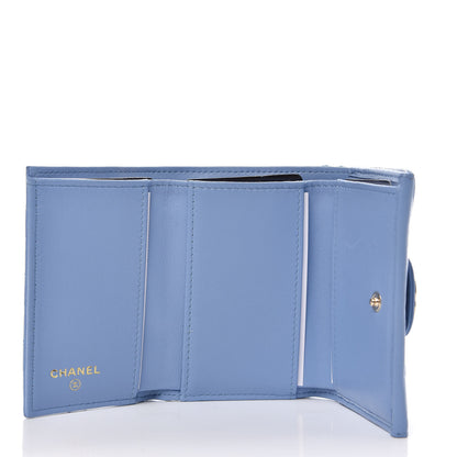 Chanel Lambskin Quilted Double Flap Wallet Light Blue 5 of 11