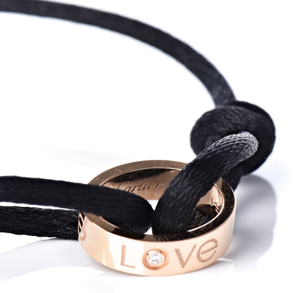 Cartier 18K Pink Gold Diamond Charity LOVE Adjustable Cord Bracelet Black 4 of 6