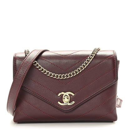 Chanel Calfskin Chevron Stitched Coco Waist Bag Dark Red 1 of 9