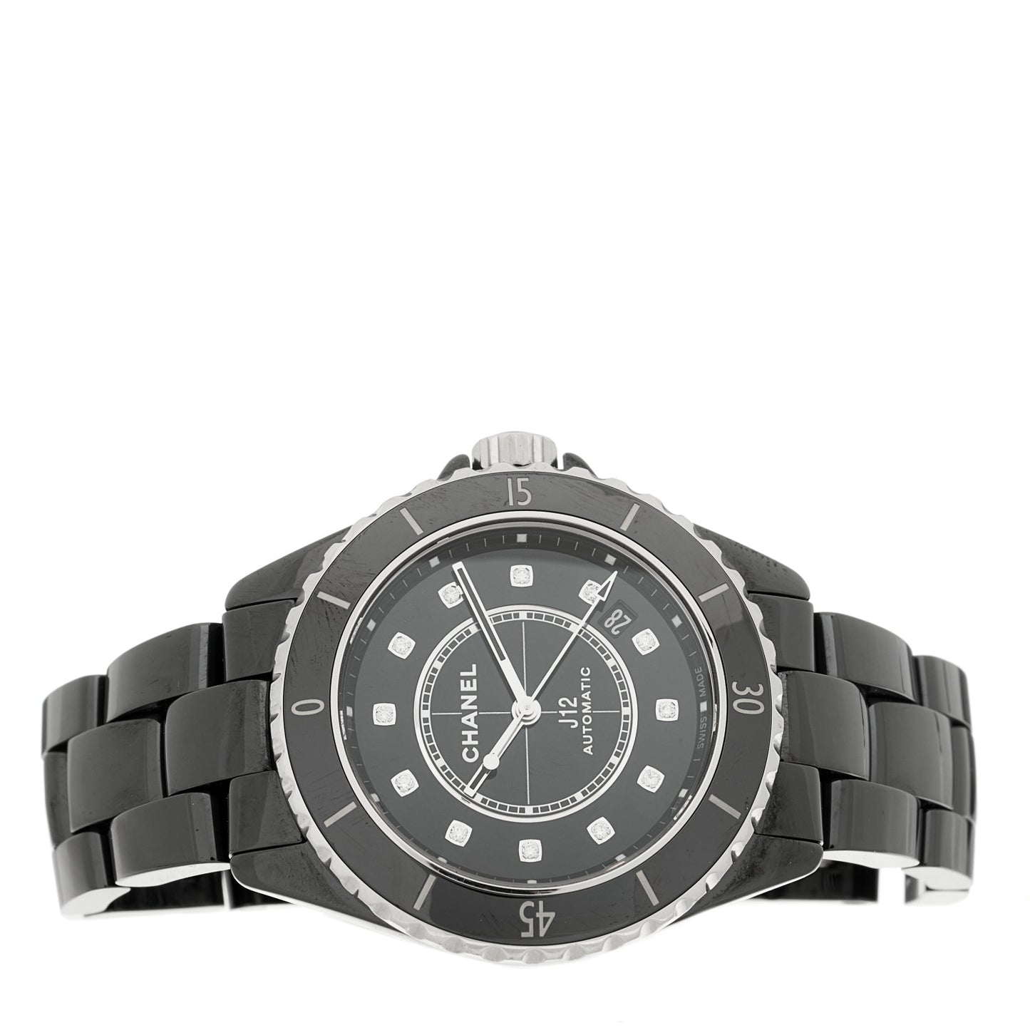 Stainless Steel Ceramic Diamond 38mm J12 Automatic Watch Black