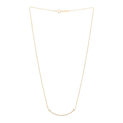 Tiffany 18K Yellow Gold Diamond Small T Smile Pendant Necklace 3 of 5