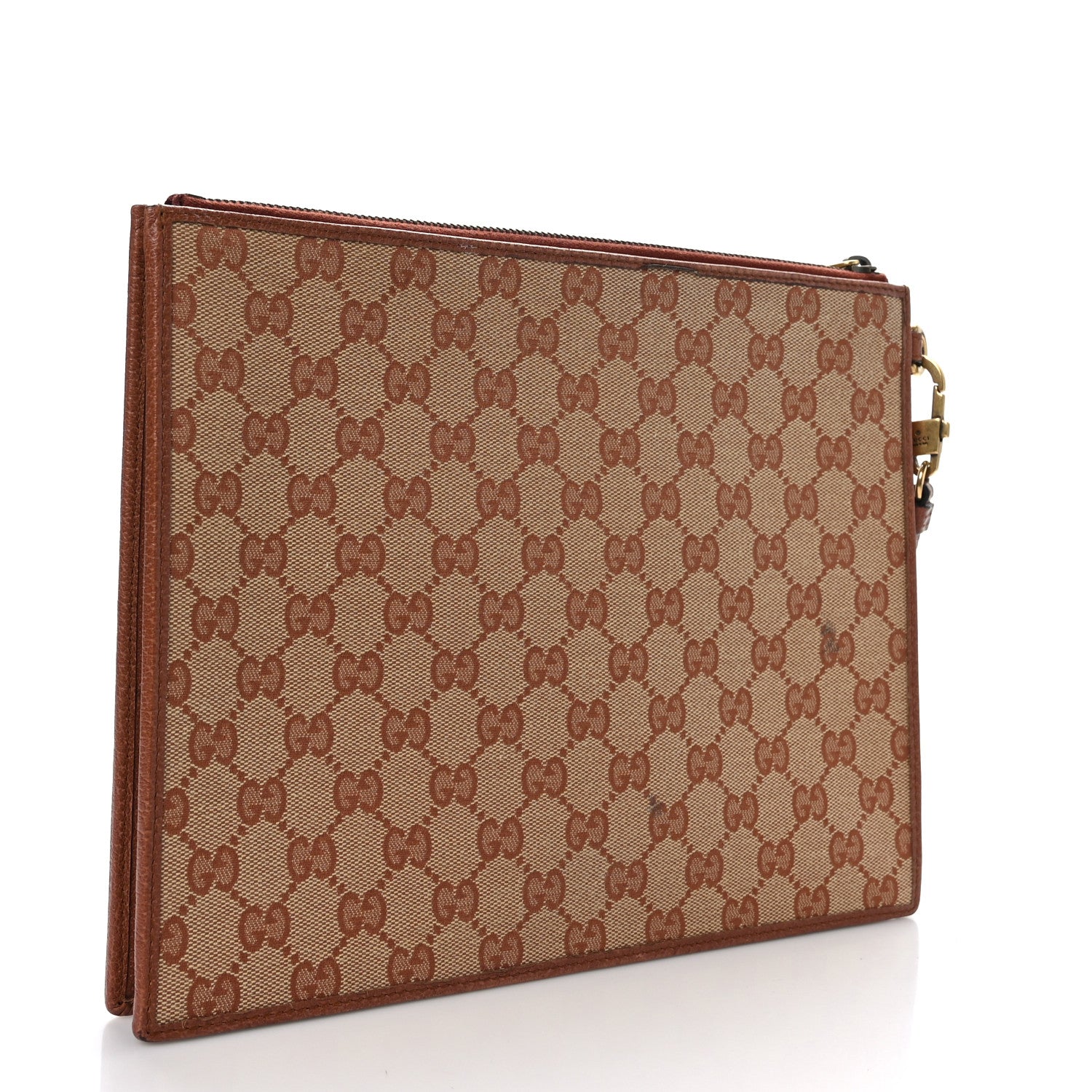 Gucci X MLB GG Monogram NY Yankees Zip Wristlet Pouch Beige Ruggine Ivory 3 of 10