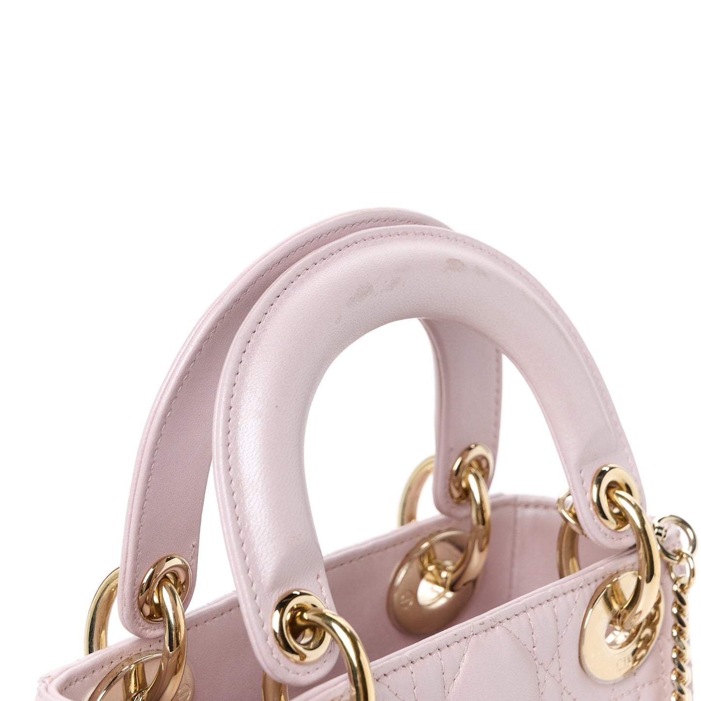 Metallic Lambskin Cannage Mini Lady Dior Lotus