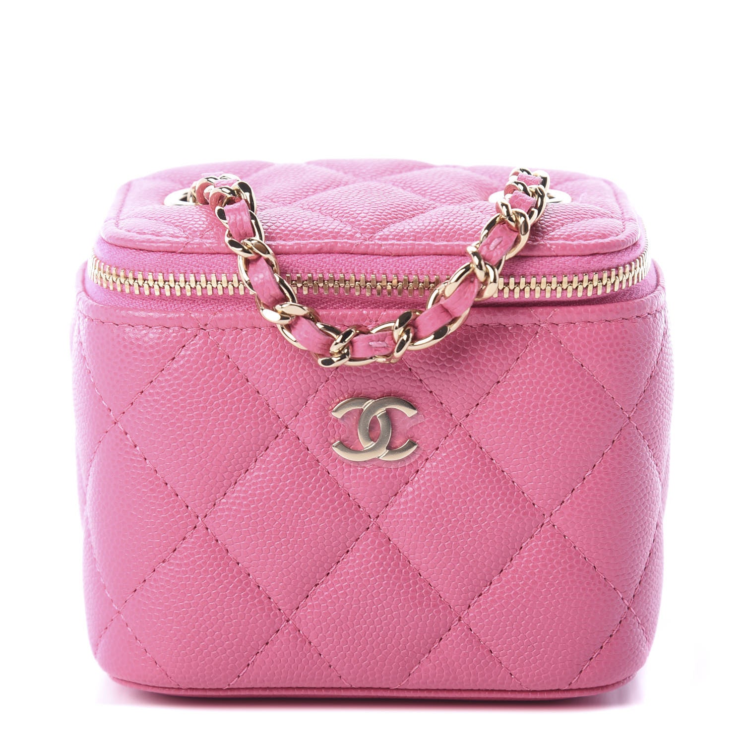 Chanel Caviar Quilted Mini Vanity Case With Chain Pink 1 of 9