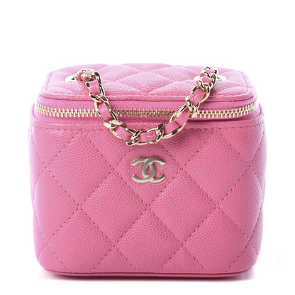 Chanel Caviar Quilted Mini Vanity Case With Chain Pink 1 of 9