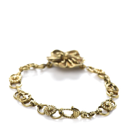 Gucci Metal Floral Detail Bracelet Aged Gold 3 of 5