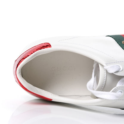 Gucci Calfskin Ayers Bee Embroidered Womens Ace Sneakers 40 White Green 5 of 9