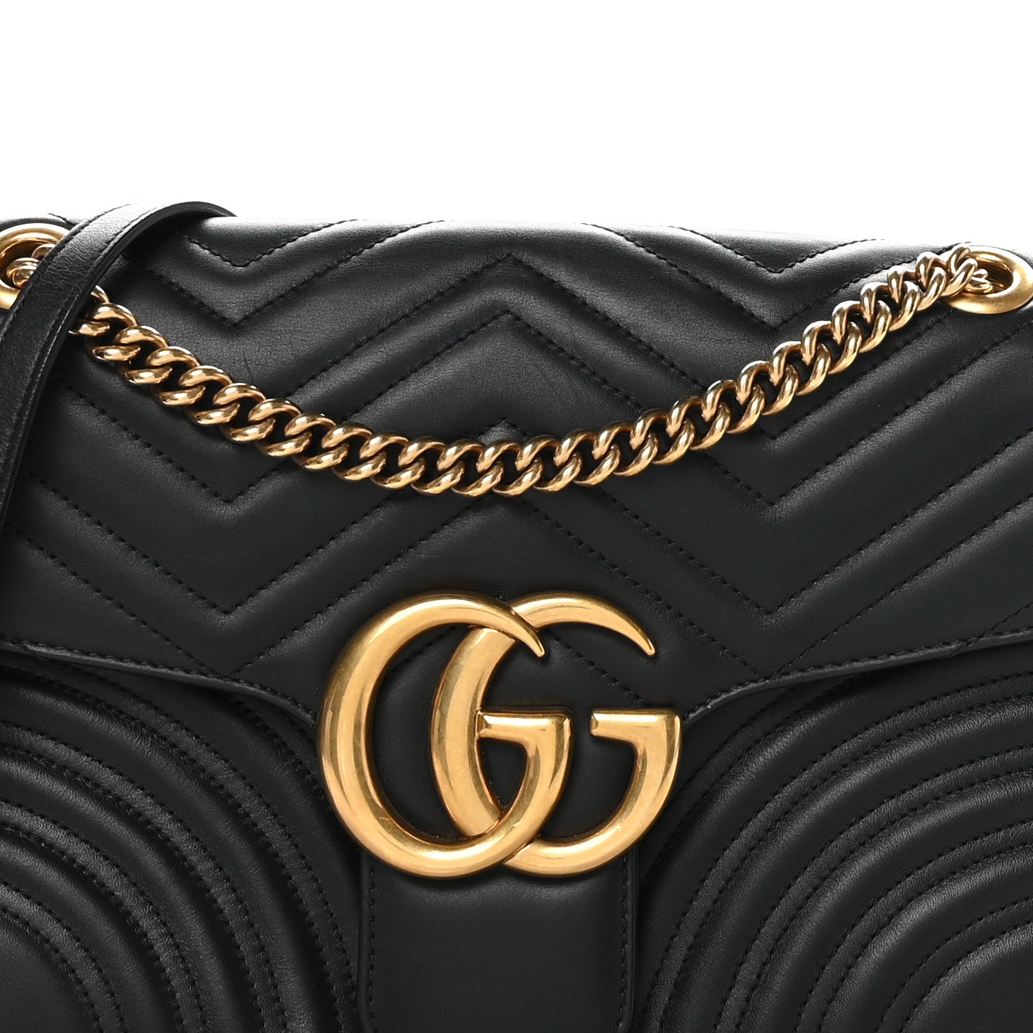Gucci Calfskin Matelasse Medium GG Marmont Shoulder Bag Black 8 of 10