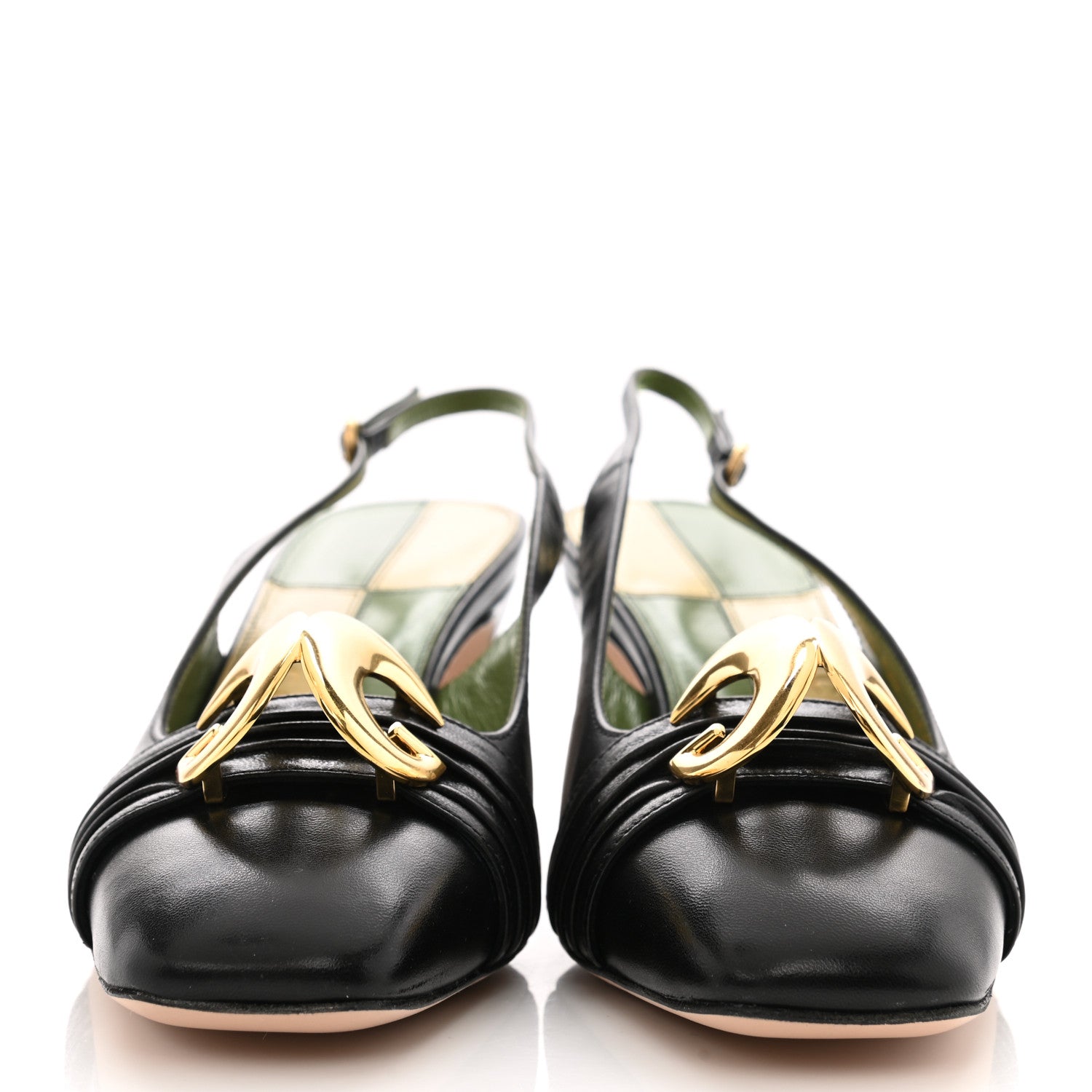Gucci Malaga Kid Half Moon GG Square Toe Slingback Pumps 36 Black 2 of 9